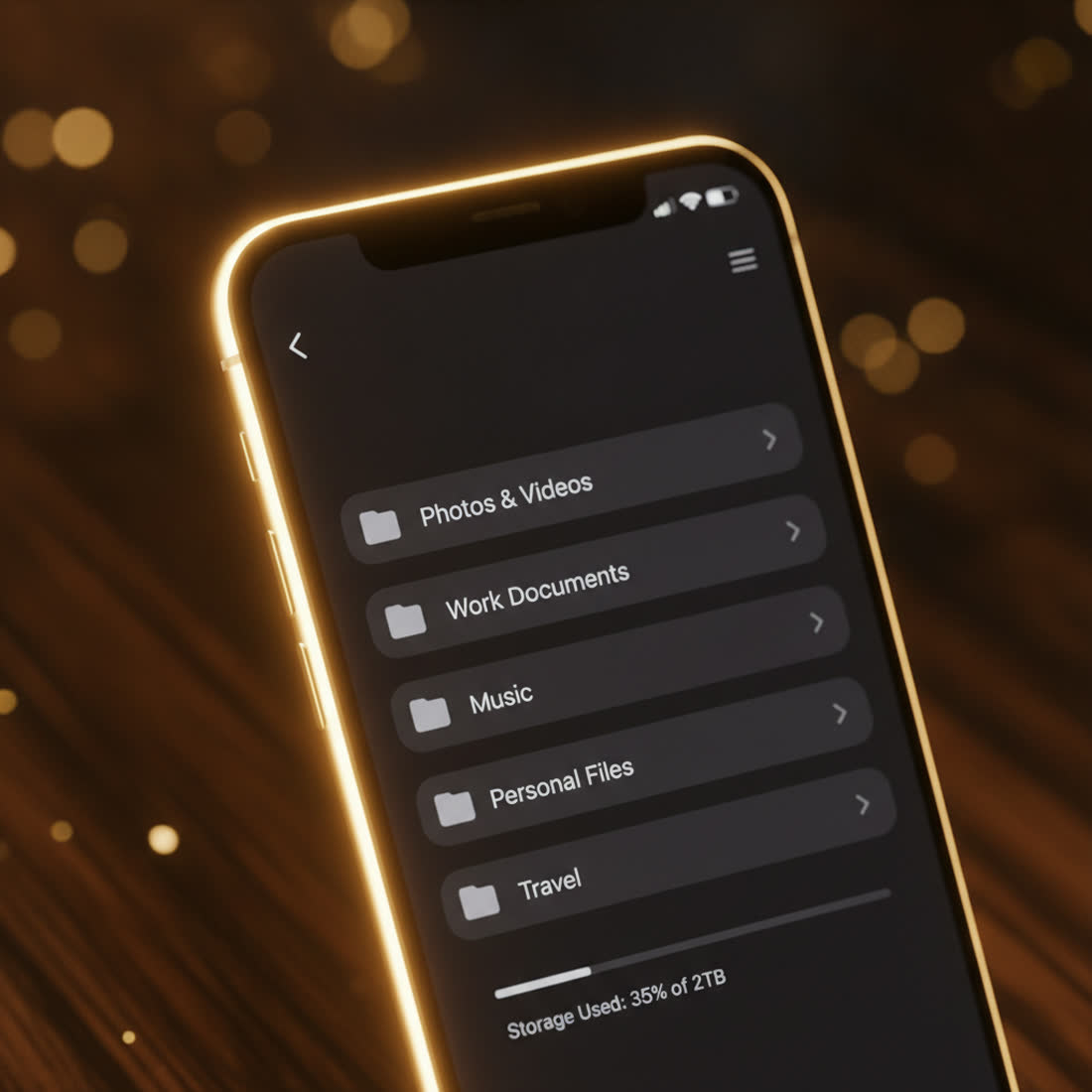 A phone showing the delivered cloud folders